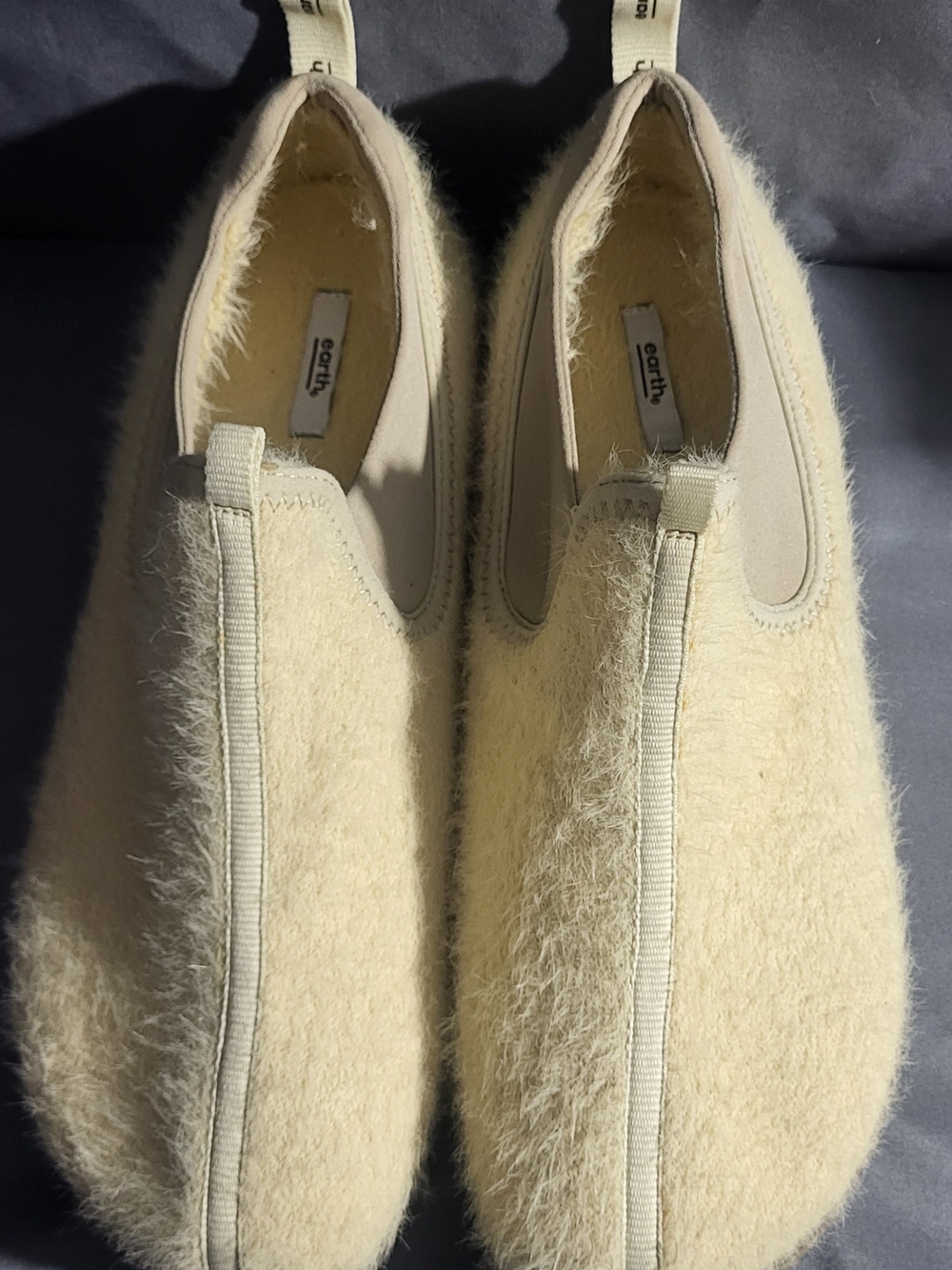 Earthy Cream Fuzzy Slip-On Women’s Shoes